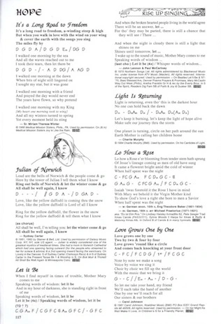 Sample image of a page from "Rise Up Singing"